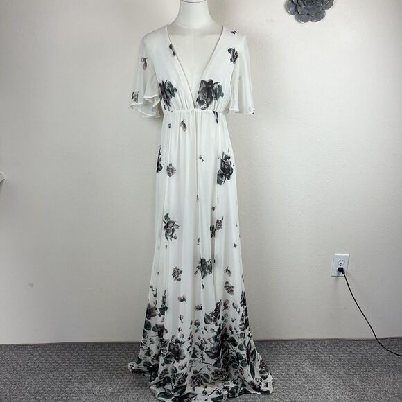 Show Me Your MuMu Dresses & Skirts - Show Me Your Mumu Dress Womens Small White Faye Flutter Maxi Floral Wedding USA
